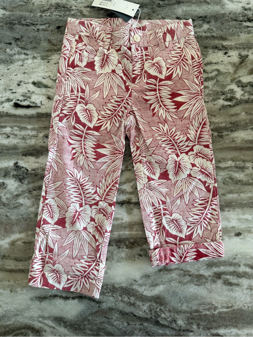 Janie and Jack Red and Cream Tropical Print Pants